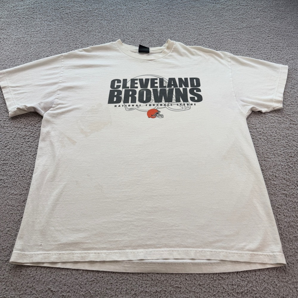 NFL Team Apparel Cleveland Browns Graphic T-Shirt Cream Mens 6239